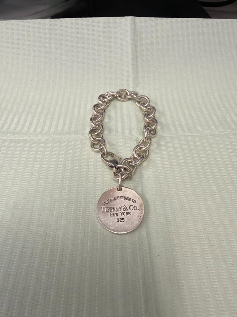 Tiffany & Co. Sterling Silver Round Tag Link Bracelet - Silver